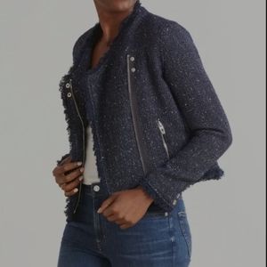 Blank‎ NYC Blue Spring Tweed Moto Jacket Size Small